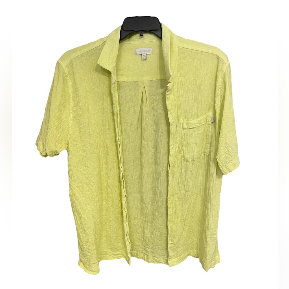 NWOT | Urban Outfitters | Liam Cotton Crinkle Shirt In Bright Yellow Size M